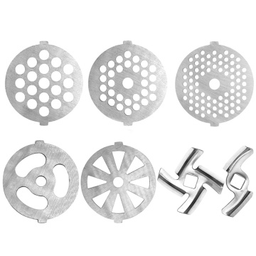 AD-7 Piece Stainless Steel Meat Grinder Plates Discs and Blade for Food Chopper and Meat Grinder Machinery Parts