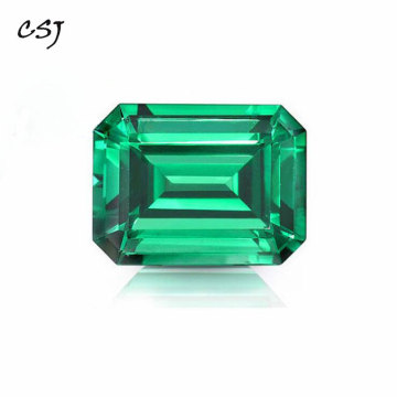 CSJ Created Emerald Loose Gemstone Emerald Cut Nano Emerald For Silver Mounting Rings Diy Jewelry Fine Cutting