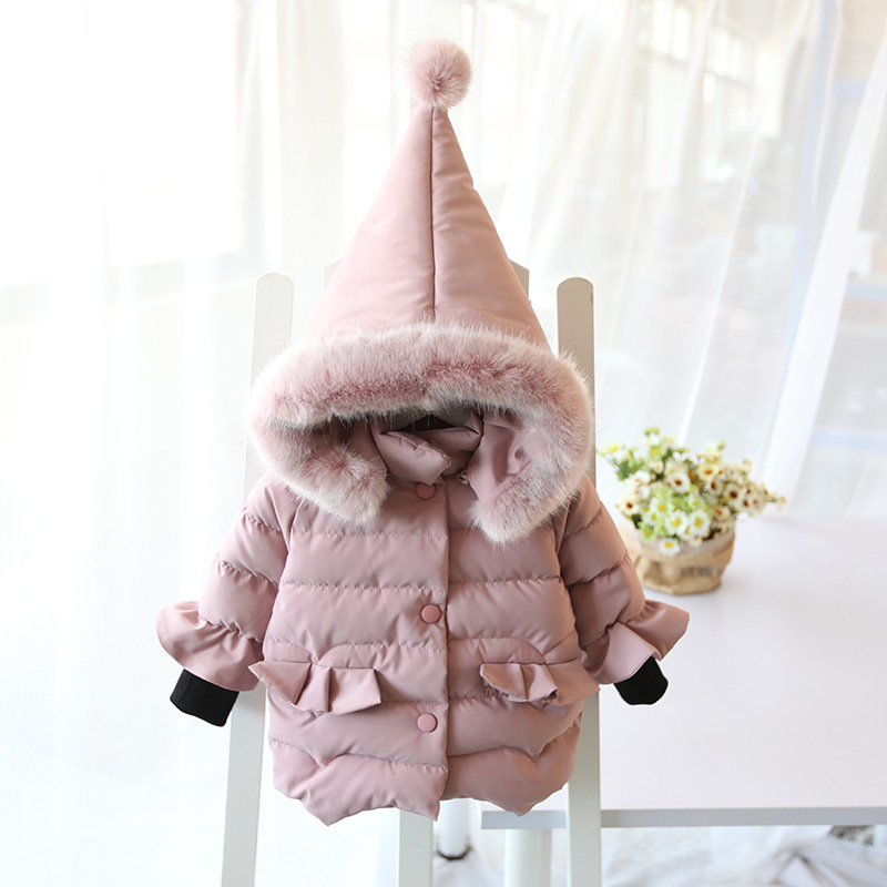 Thickening Warm Girls Jacket Cotton Lovely Thick Hooded Coat For Baby Girls Winter Girls Outerwear Kids Christmas gifts Clothes