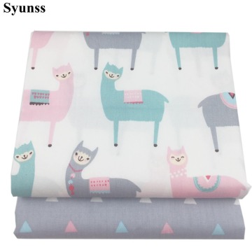 Syunss Gray Pink Alpaca Print Twill Cotton Fabric DIY Handmade Sewing Patchwork Baby Cloth Bedding Textile Quilting Tilda Tissus