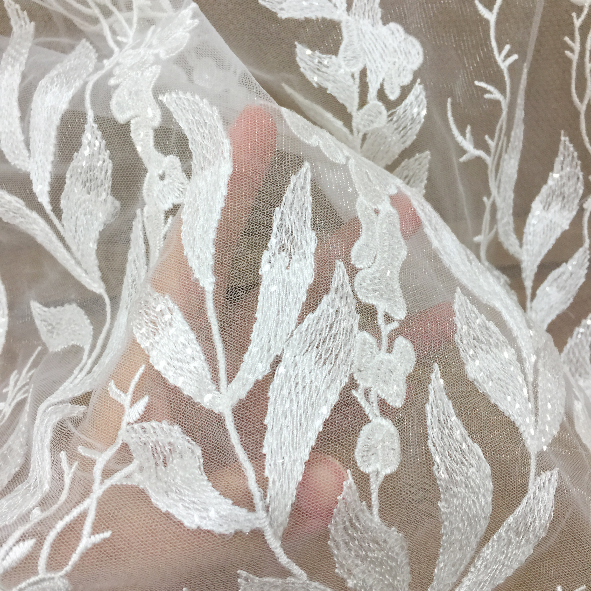 Clear sequin lace fabric by yard, lines stripes leaf sewing tulle DIY lace for wedding bridal gown lace dress 130cm wide