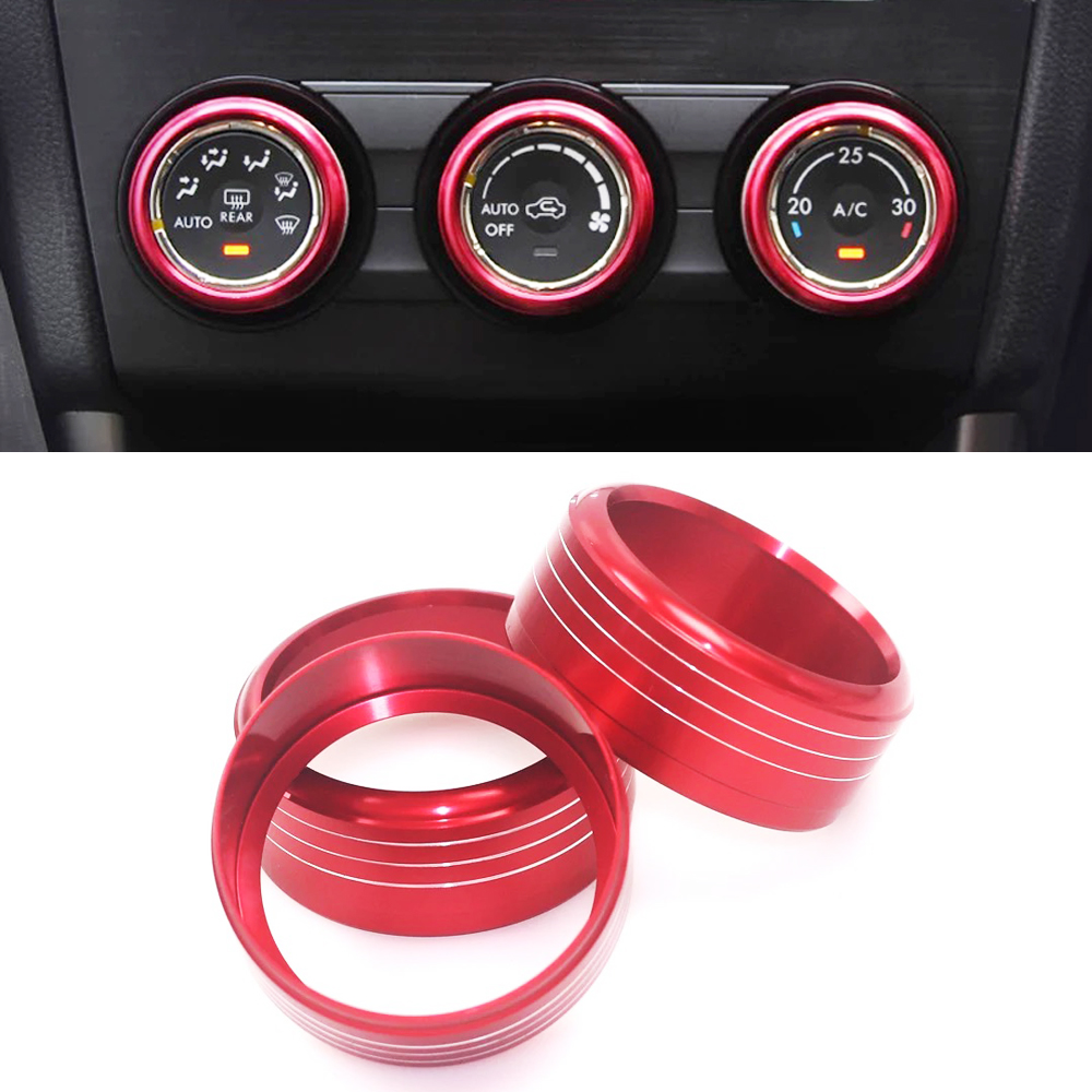 JEAZEA New 3pcs High Quality Aluminum Alloy Air Conditioning AC Button Cover for Subaru Forester XV Impreza 2013 2014 2015
