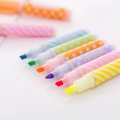 6 Pcs/lot Cute Dot Stripe Plastic Highlighters Kawaii Marker Pens Art Marker for Kids School Supplies Student Marker Pen