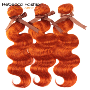 Rebecca Orange Hair Bundles Brazilian Body Wave Remy Human Hair Extensions 8 To 28 Inch 1/3/4 Bundles