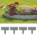 10 Pcs Folding Landscape Gray Plastic Flower Fence-Path Garden Plant Border Edging Lawn Imitation Stone Fence Grounding Fence