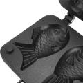 Home Japanese Non-Stick Taiyaki Fish-Shaped Bakeware Waffle Pan Maker 2 Molds Cake Baking Tools