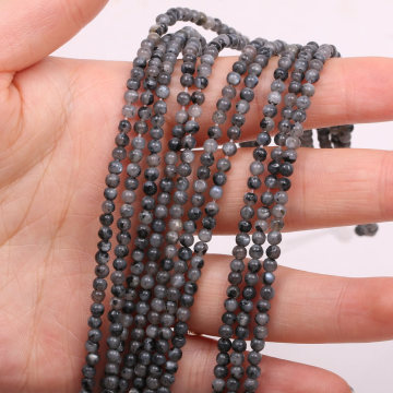 Natural Stone Punch Beads Black Flash Labradorites for Fashion Jewelry Accessories Making Female Craft Bracelet Necklace