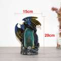 LED Dual Dragon Backflow Incense Burner Handicraft Ceramic Incense Holder Waterfall Smoke Censer with Cone Home Decor