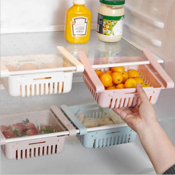 Kitchen Container Adjustable Slide Kitchen Fridge Freezer Space Saver Organizer Storage Boxs Rack Shelf Holder Refrigerator