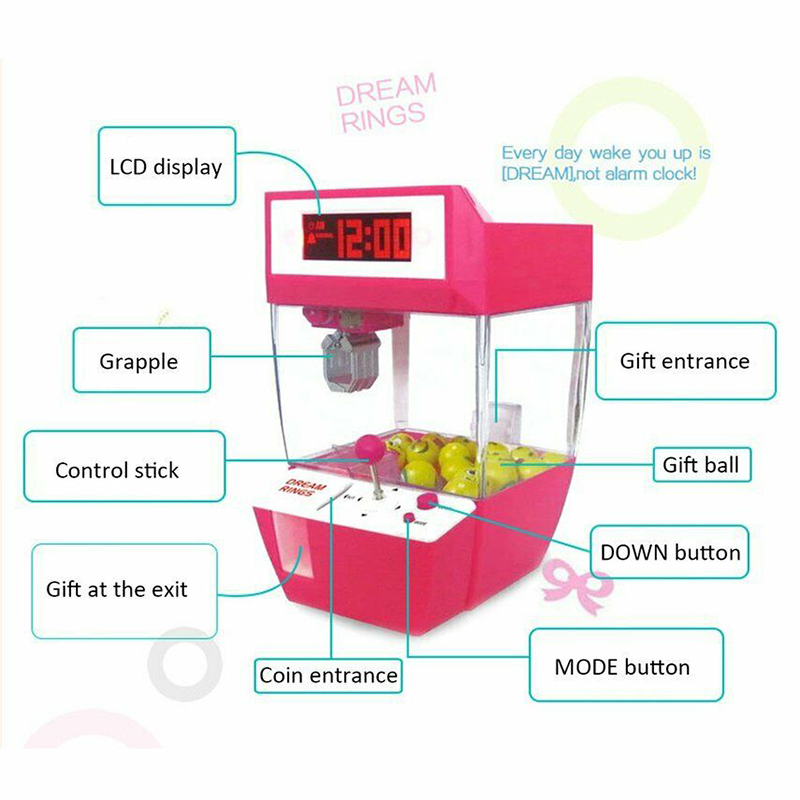 Birthday Gifts Christmas Coin Operated Play Game Alarm Clock Kids Mini Doll Machine Machine CATCHER Toy Christmas gift Halloween