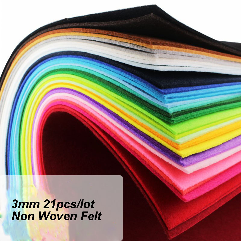 21pcs 3mm Thickness 30x30cm Non Woven Felt Fabric For DIY Sewing Dolls Crafts Polyester Cloth Materials Bundle Home Accessories