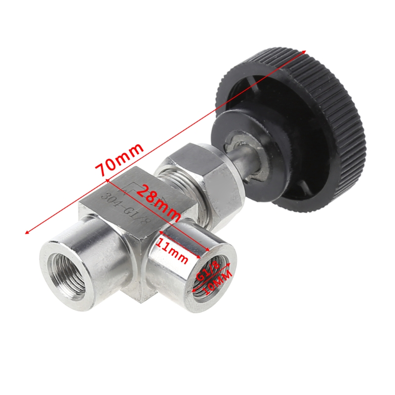 1/8" BSP Equal Female Thread 304 Stainless Steel Flow Control Shut Off Needle Valve