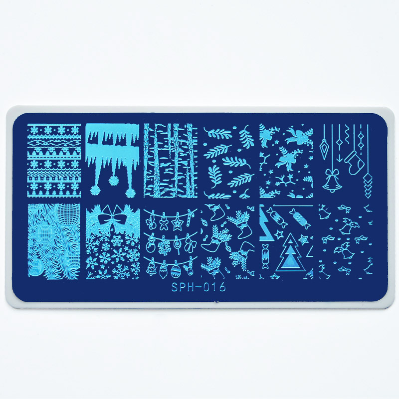NEW ARRIVAL ##SPH-16 Christmas Autumn Winter Nordic Pattern Nail Stamping Plate Snowflake Snow Festival Party Nail (back board)