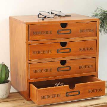 Vintage Wooden Box Storage Drawer Wooden Chest Of Drawers Jewelry Box Cosmetics Organizer Home Decoration Desktop Storage Box