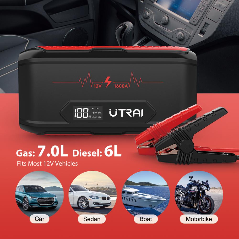 UTRAI Jump Starter 1600A 20000mAh Starting Device Power Bank Car Booster Starter Battery Emergency Car Charger Car Jump Starter