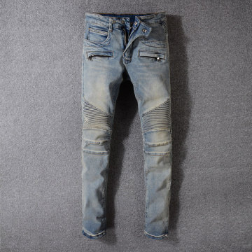 European High Street Fashion Men Jeans Retro Washed Zipper Pockets Denim Cargo Pants hombre American Streetwear Biker Jeans Men