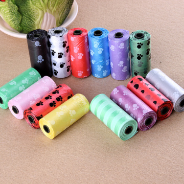 10 Rolls=150 pcs Paw Printed Dog Poop Bag Pet Poop Bags Dog Cat Waste Pick Up Clean Bag For Puppy Dogs Random Color Pet Products