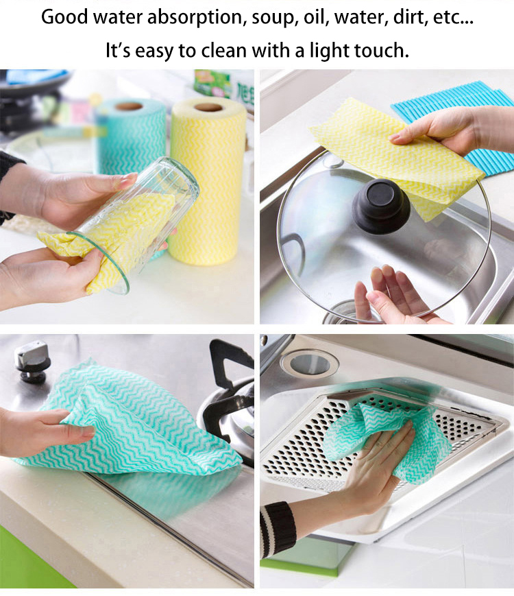 New 25pcs/roll Non-woven Fabric Kitchen Cleaning Cloth Multi-functional Disposable Dry/wet Non-stick Oil Wash Towel Dishcloth