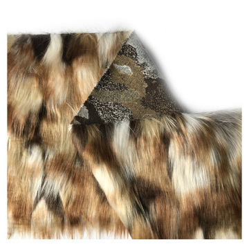 Artificial fur brown coffee square jacquard clothing fabric fake faux fur
