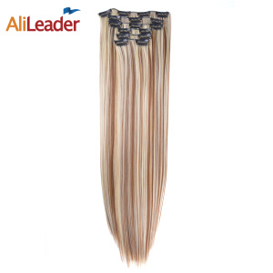Alileader Recommend 22inch 30inch High Quality 26 Colors Synthetic Silky Straight 16 Clips Seamless Clip In Hair Extensions