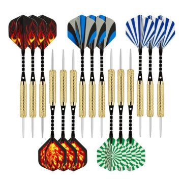 15 Pcs 18g Professional Steel Tip Darts Aluminum Shaft Hard Darts Metal Needle Darts Flight Copper Body