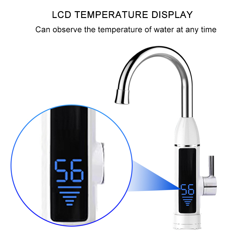 3000W 220V Temperature Display Instant Tankless Electric Hot Water Heater Faucet Home Kitchen Instant Heating Tap Water Heater