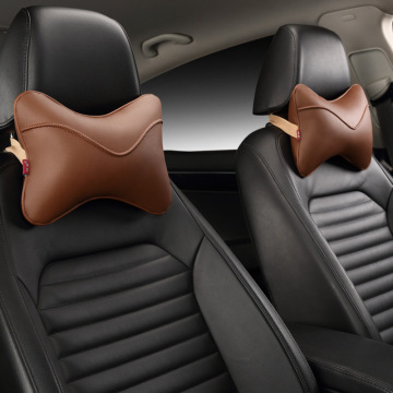 2 Pcs Car Neck Pillow PU Leather Headrest Head Rest Seat Cushion Cover Car Neck Rest Auto Accessories Travel Pillow