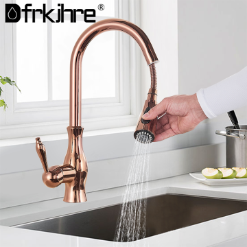 Black Kitchen Faucets Pull Out Kitchen Sink Mixer Tap Single Lever Water Mixer Tap Crane 360° Rotattble Hot Cold Deck Mount
