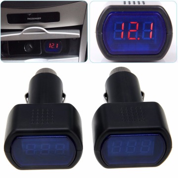 2pcs DC 12V 24V LED Auto Car Battery Volt Voltage Meter Gauge Cigar Lighter Plug Black