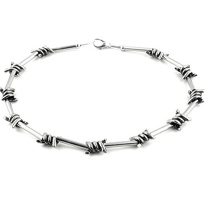 HZMAN Men's Punk Gothic Alloy Barbed Wire Necklace 20 Inch