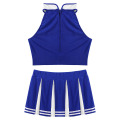 Women Cheerleader Costume Stand Collar Sleeveless Crop Top with Mini Pleated Skirt Set Team Dance Outfit Cheerleading Uniforms