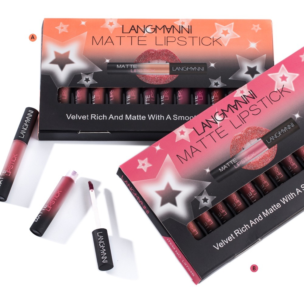 New coming matte lipstick set Waterproof Long Lasting Lip Gloss Velvet Pigment Batom Women Fashion Lip Makeup 12PCS/lot