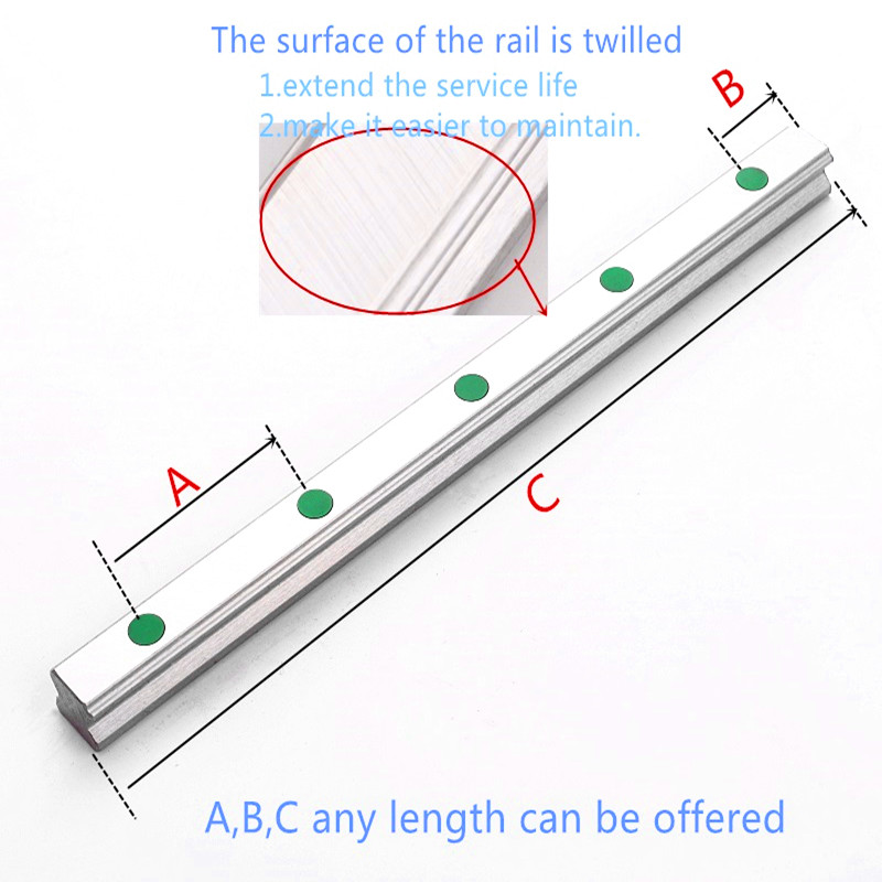 2pc Linear Rail Guide HGR20 HGH20 any length+4pc HGH20CA Linear Narrow/Flange carriges Sliding Block HGW20CC cnc parts