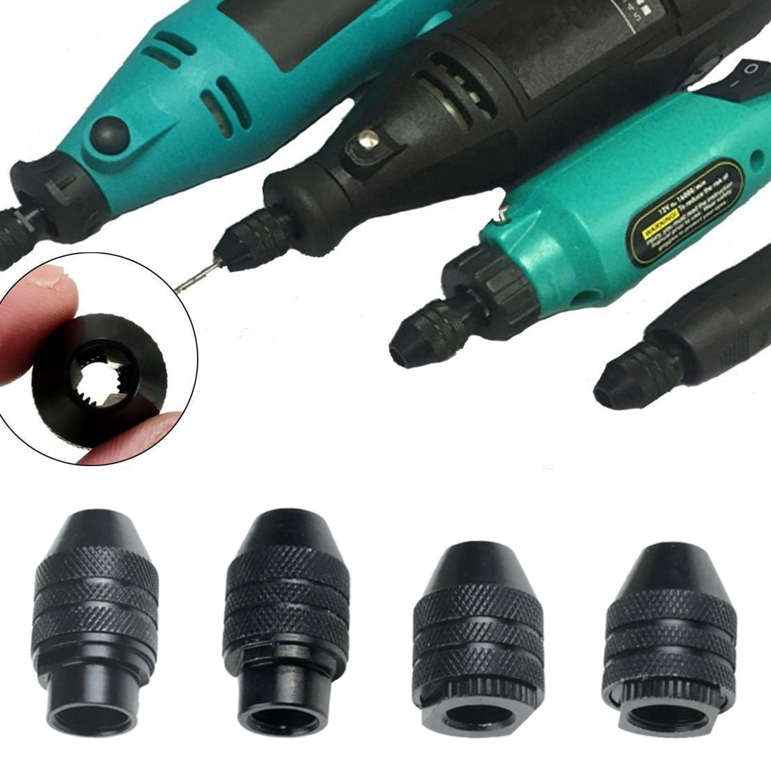 1pc keyless drill chuck for dremel Rotary Tools dremel Accessories 0.5-3.2mm mini drill chucks adapter for flexible drill shaft