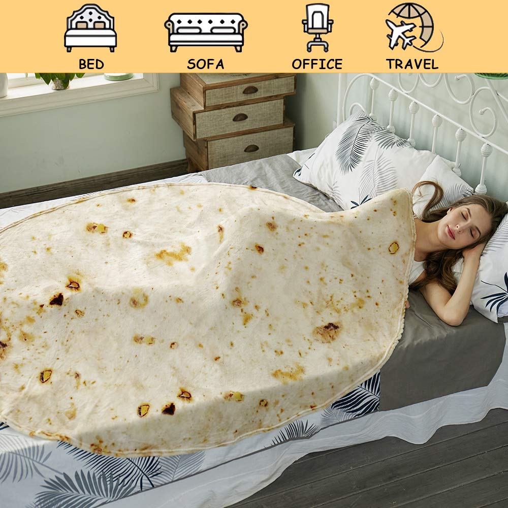 Funny Flannel Printing Round Food Tortilla Throw Blanket
