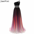 JaneVini Rainbow Shadow Gradient Prom Dresses Long Ombre Beaded Women Party Dress Evening Gowns robe grande taille femme 2020