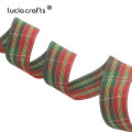 Lucia Crafts 5yards 10/15/25/40mm Grid Printed Grosgrain Ribbons Gift Wrapping Belt DIY Headwear Party Christmas Decor P0801