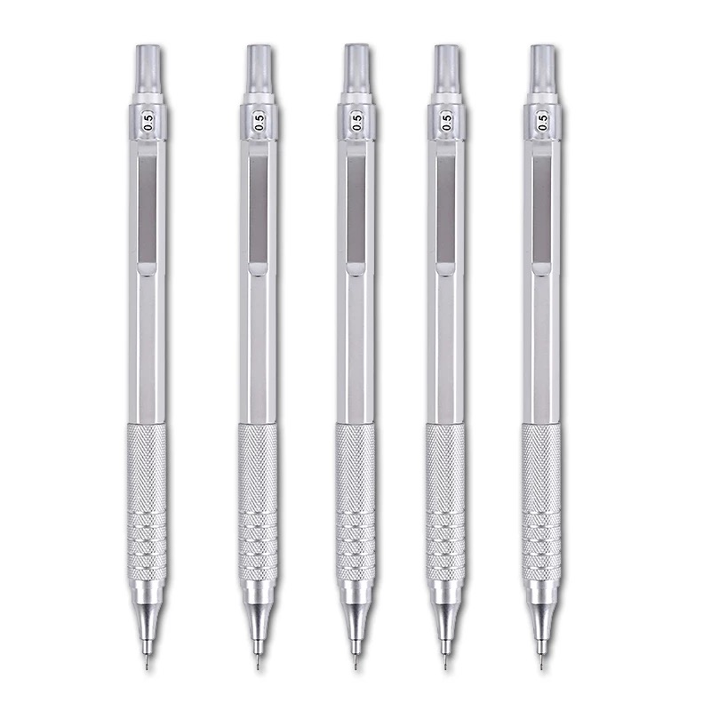 M&G Metal Silver Mechanical Pencil 0.5mm/0.7mm lead professional automatic pencils student drawing for school office supplies