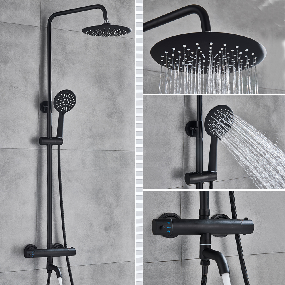 Uythner Bathroom Thermostatic Rainfall Shower Mixer Set Bath Shower Faucet Hot and Cold Water Mixer Shower Set Wall Mounted