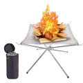 Portable Contractile BBQ Holder Rack Outdoor Portable Fire Rack Folding Table Grill Stainless Steel Point Charcoal Stove