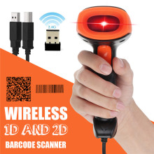 2.4G 1D/2D Barcode Scanner Portable USB Wireless Handheld Laser Light Scanner For Supermarket Store Win XP/7/8/10 laptop PC POS