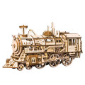 Robotime Train Model 3D Wooden Puzzle Game Locomotive Assembly Model Building Kit Movable Mechanical Gear Toy for Children LK701