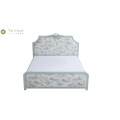 Light Blue Solid Wood Frame Livingroom Bed