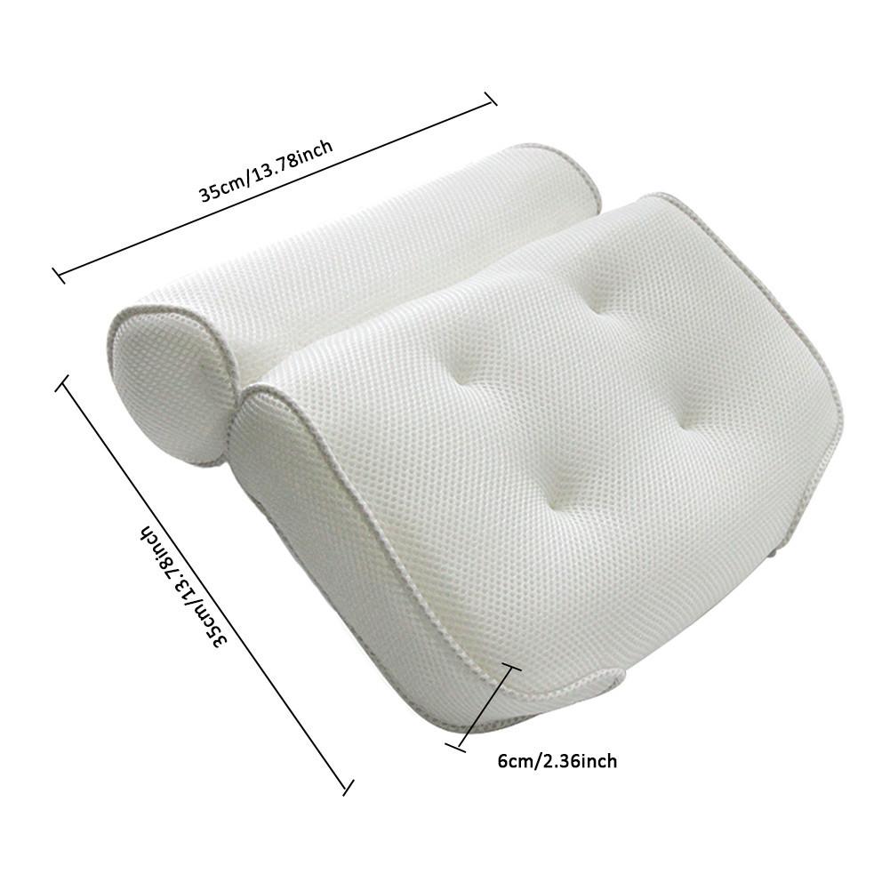 Non-slip Bath Pillow Bathtub Spa Pillow 3D Mesh Bathroom Bathtub Pillow Backrest Headrest Suction Cup Bath Cushion #4O