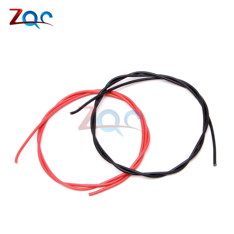 1set 16 AWG Gauge Wire Flexible Silicone Stranded Copper Cables For RC Black 1M + Red 1M = 2M 16AWG