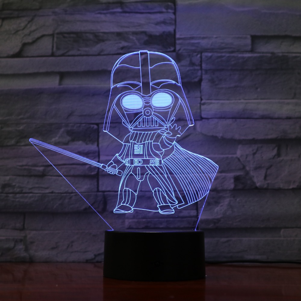 Cartoon Darth Vader 3D Optical Illusion Table Light Mood Lamp Touch Remote Control 7 Colors Home Light Party Decor Kids Gift