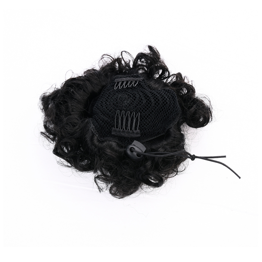 2Pcs Synthetic Afro Kinky Hair Bun Chignon Postiche Cheveux High Temperature Fiber Drawstring Ponytail on Puff Hair Bun For Kids