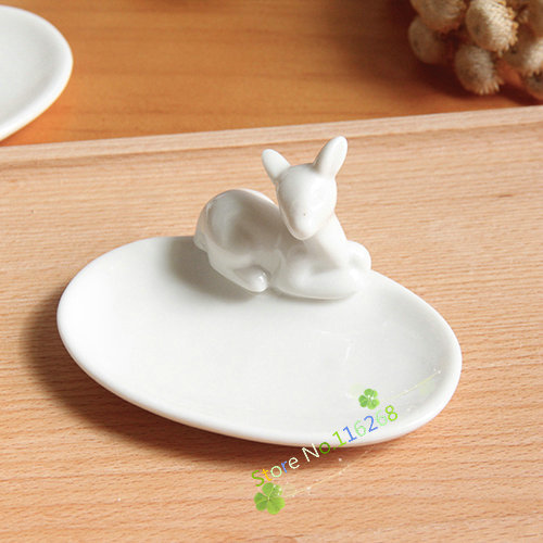 3pcs Zakka cooking tools Mini birdie rabbit deerlet dishes plates Animal pure white ceramic tray Home decoration tableware t52