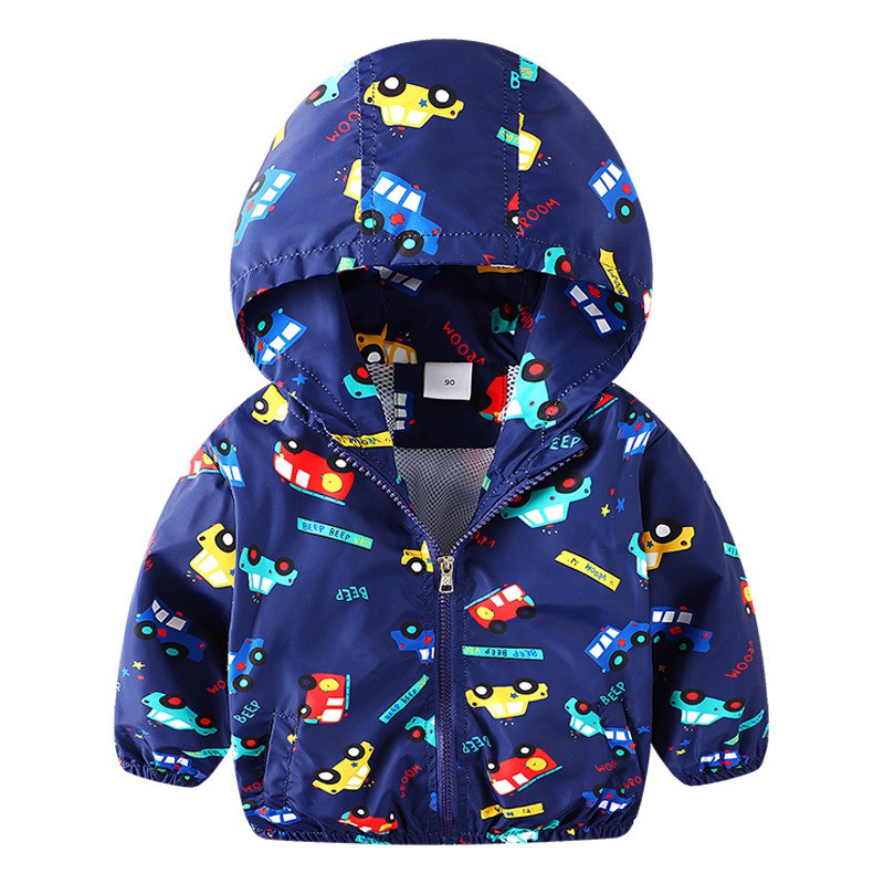 COOTELILI 80-130cm Cute Car Printing Kids Boys Jacket 2018 Spring Hooded Children Clothes Active Girls Windbreakers  (7)