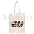 Kawaii Cartoon Vegan Floral Vintage Graphic Cartoon Print Shopping Bags Girls Fashion Casual Pacakge Hand Bag